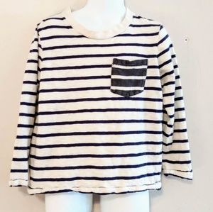 Mini Boden Slub Navy Striped Pocket Tee